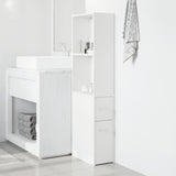 vidaXL Narrow Bathroom Cupboard with Wheels White Engineered Wood