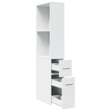 vidaXL Narrow Bathroom Cupboard with Wheels White Engineered Wood