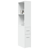 vidaXL Narrow Bathroom Cupboard with Wheels White Engineered Wood