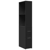 vidaXL Narrow Bathroom Cupboard with Wheels Black Engineered Wood