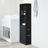 vidaXL Narrow Bathroom Cupboard with Wheels Black Engineered Wood