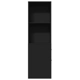 vidaXL Narrow Bathroom Cupboard with Wheels Black Engineered Wood