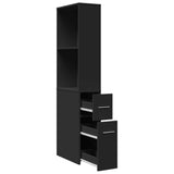 vidaXL Narrow Bathroom Cupboard with Wheels Black Engineered Wood