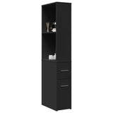 vidaXL Narrow Bathroom Cupboard with Wheels Black Engineered Wood