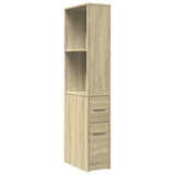 vidaXL Narrow Bathroom Cupboard with Wheels Sonoma Oak Engineered Wood