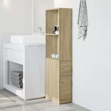 vidaXL Narrow Bathroom Cupboard with Wheels Sonoma Oak Engineered Wood