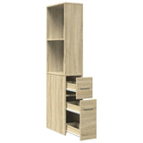 vidaXL Narrow Bathroom Cupboard with Wheels Sonoma Oak Engineered Wood