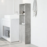 vidaXL Narrow Bathroom Cupboard with Wheels Concrete Grey Engineered Wood