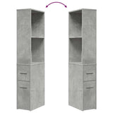 vidaXL Narrow Bathroom Cupboard with Wheels Concrete Grey Engineered Wood