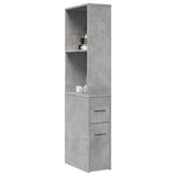 vidaXL Narrow Bathroom Cupboard with Wheels Concrete Grey Engineered Wood