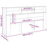 vidaXL Headboard Cabinet Old Wood 200x19x103.5 cm Engineered Wood