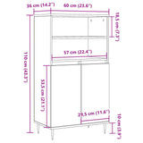 vidaXL Highboard Artisian Oak 60x36x110 cm Engineered Wood