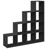 vidaXL Room Divider Bookcase 4-Tier Black 131.5x29x131.5 cm Engineered Wood