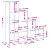 vidaXL Room Divider Bookcase 4-Tier Sonoma Oak 131.5x29x131.5 cm Engineered Wood