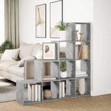 vidaXL Room Divider Bookcase 4-Tier Concrete Grey 131.5x29x131.5 cm Engineered Wood