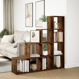 vidaXL Room Divider Bookcase 4-Tier Smoked Oak 131.5x29x131.5 cm Engineered Wood