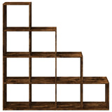 vidaXL Room Divider Bookcase 4-Tier Smoked Oak 131.5x29x131.5 cm Engineered Wood