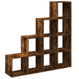 vidaXL Room Divider Bookcase 4-Tier Smoked Oak 131.5x29x131.5 cm Engineered Wood