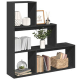 vidaXL Room Divider Bookcase 3-Tier Black 123x29x123 cm Engineered Wood