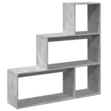 vidaXL Room Divider Bookcase 3-Tier Concrete Grey 123x29x123 cm Engineered Wood