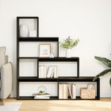 vidaXL Room Divider Bookcase 4-Tier Black 143.5x29x143.5 cm Engineered Wood