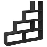 vidaXL Room Divider Bookcase 4-Tier Black 143.5x29x143.5 cm Engineered Wood