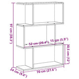 vidaXL Room Divider Bookcase 3-Tier White 70x24x97 cm Engineered Wood