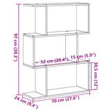 vidaXL Room Divider Bookcase 3-Tier Sonoma Oak 70x24x97 cm Engineered Wood