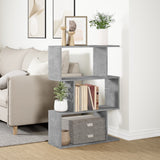 vidaXL Room Divider Bookcase 3-Tier Concrete Grey 70x24x97 cm Engineered Wood