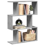 vidaXL Room Divider Bookcase 3-Tier Concrete Grey 70x24x97 cm Engineered Wood