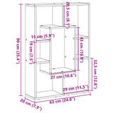 vidaXL Bookcase Black 63x20x90 cm Engineered Wood