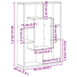 vidaXL Bookcase Concrete Grey 63x20x90 cm Engineered Wood