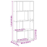 vidaXL Bookcase Grey Sonoma 60x20x120 cm Engineered Wood