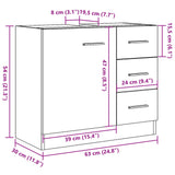 vidaXL Sink Cabinet Concrete Grey 63x30x54 cm Engineered Wood