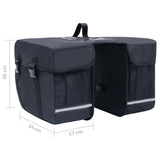 vidaXL Double Bicycle Bag for Pannier Rack Waterproof 35 L Black