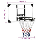 vidaXL Basketball Backboard Transparent 71x45x2.5 cm Polycarbonate