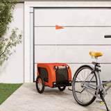 vidaXL Pet Bike Trailer Orange and Black Oxford Fabric and Iron