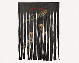 Halloween Curtain Black with Skeletons