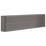 Garden Planter Powder-coated Steel 260x40x68 cm Grey