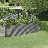 Garden Planter Powder-coated Steel 260x40x68 cm Grey