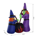 1.8m Inflatable Halloween Lawn Deco with LED Witches Around A Black Cauldron