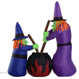 1.8m Inflatable Halloween Lawn Deco with LED Witches Around A Black Cauldron