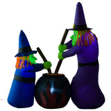 1.8m Inflatable Halloween Lawn Deco with LED Witches Around A Black Cauldron