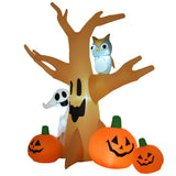 240cm Large Halloween Scary Lighting Inflatable Tree Ghost 3 Pumpkins Owl 4 LED