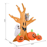 240cm Large Halloween Scary Lighting Inflatable Tree Ghost 3 Pumpkins Owl 4 LED