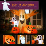 240cm Large Halloween Scary Lighting Inflatable Tree Ghost 3 Pumpkins Owl 4 LED