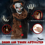 67 Inch Life Size Outdoor Halloween Talking Circus Clown Light Up Eyes Laughter