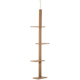 260cm Floor To Ceiling Cat Tree for Indoor Cats w/ Adjustable Height - Brown