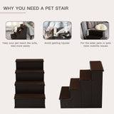 4-Step Wooden Pet Stair Steps with Soft Short Plush Cushions Dog Ladder for Bed