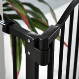 74-80cm Adjustable Metal Pet Gate Safety Barrier w/ Auto-Close Door Black